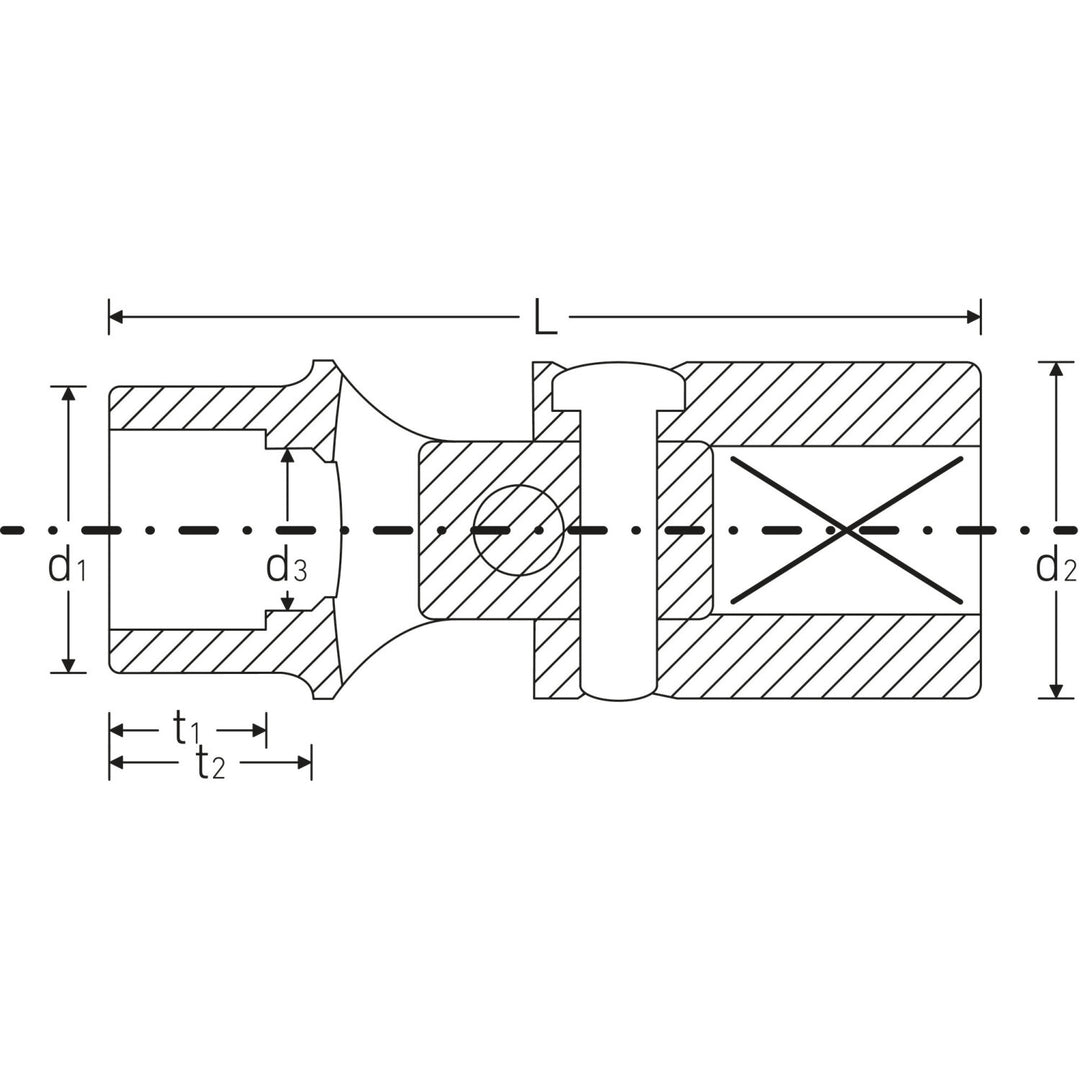 Stahlwille 03040017 53 1/2" Uniflex Hex Socket, 17 mm