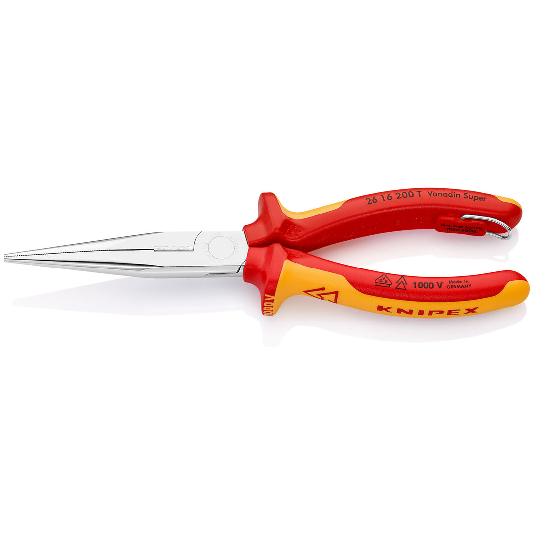Knipex 26 16 200 T 8" Long Nose Pliers with Cutter-1000V Insulated-Tethered Attachment