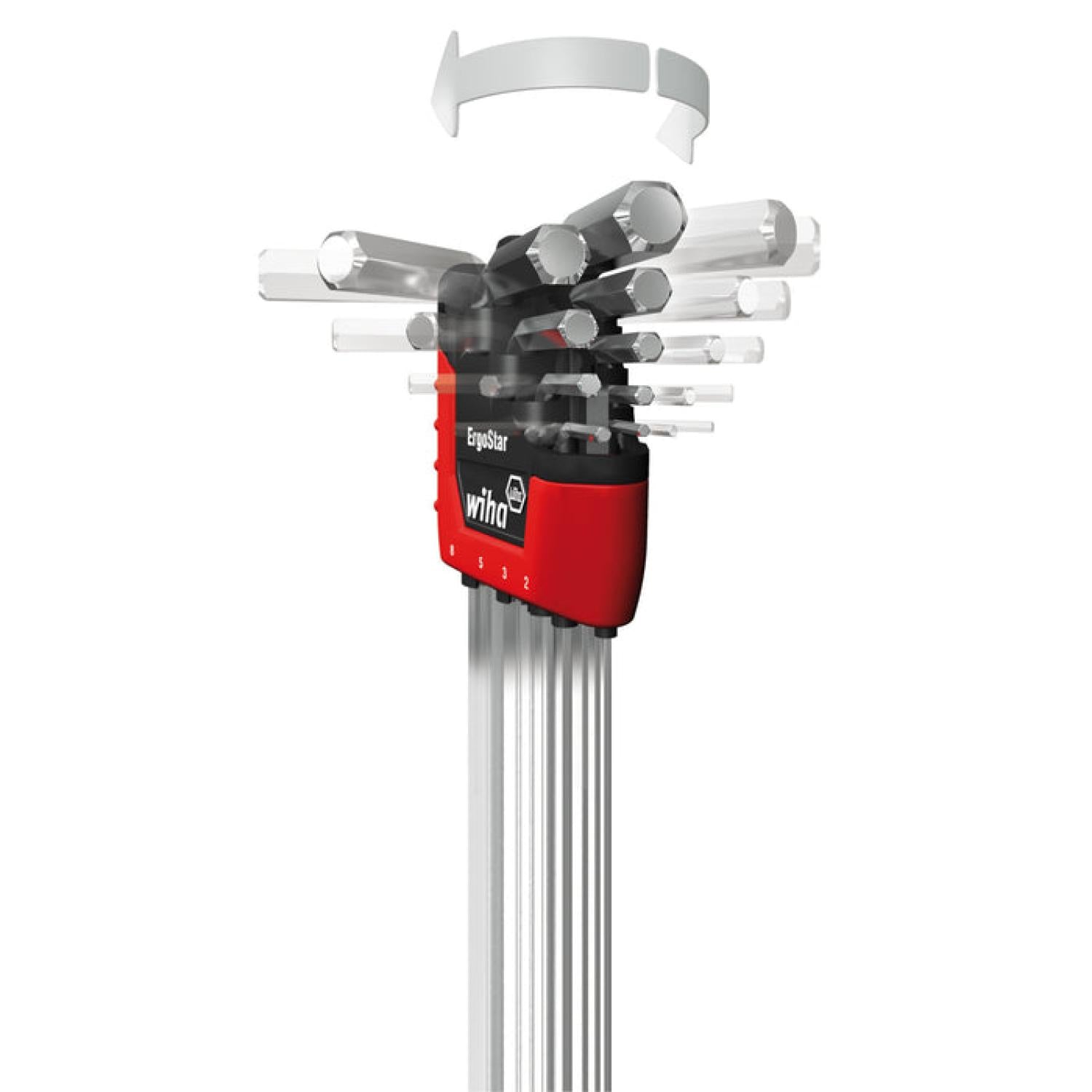 Wiha ErgoStar Ball End Hex Metric L-Key Set, 9 Piece - Professional Hex Key Set For Precision Work