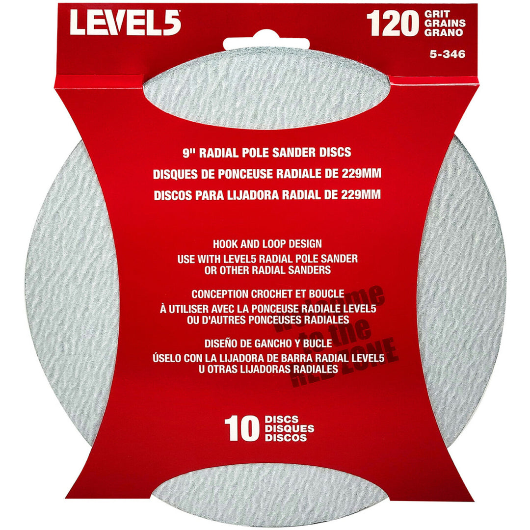 Level5 5-346 120 Grit 9 Inch Radial Sander Disc - 10 Pack