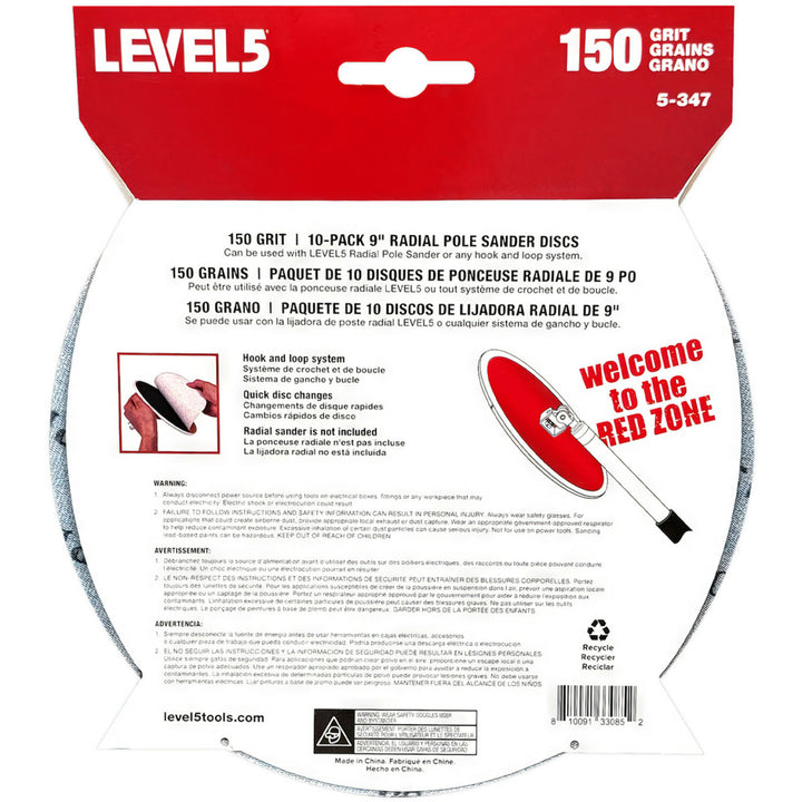 Level5 5-347 150 Grit 9" Radial Sander Disc - 10 Pack