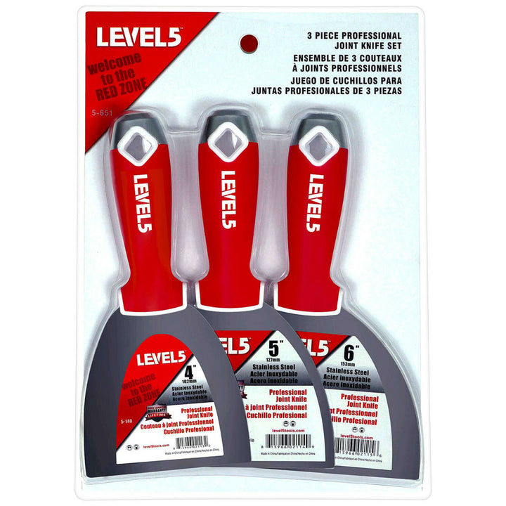 Level5 5-651 Stainless Steel Joint Knife 3-Pack w/ Soft Grip Handle