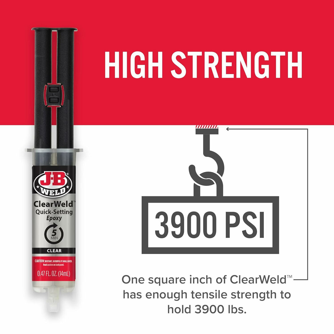 J-B Weld 50114H ClearWeld Epoxy Syringe, 14 mL