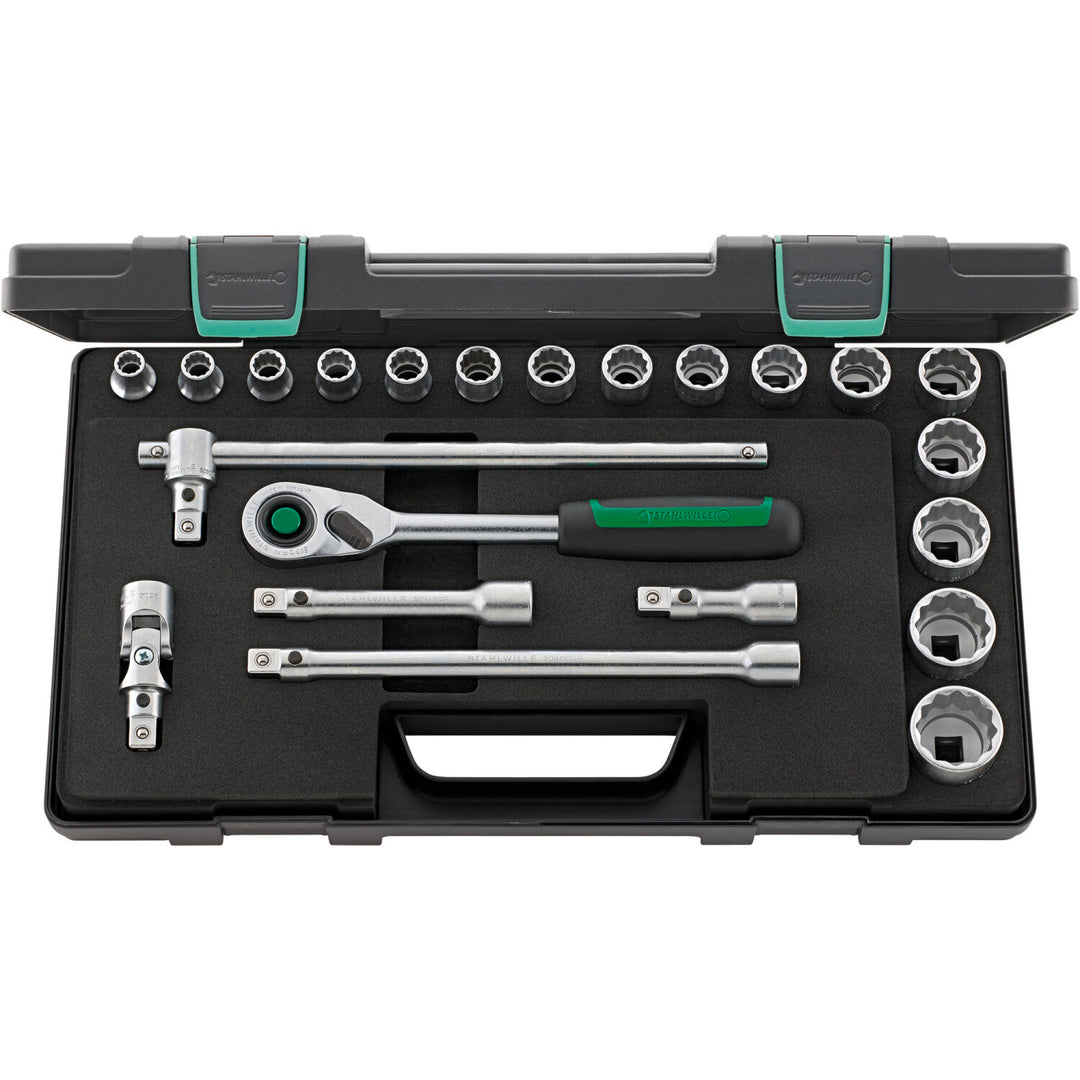 Stahlwille 96031446 50/16/6QR Hex Socket Set, 1/2" Drive, 22 Pcs
