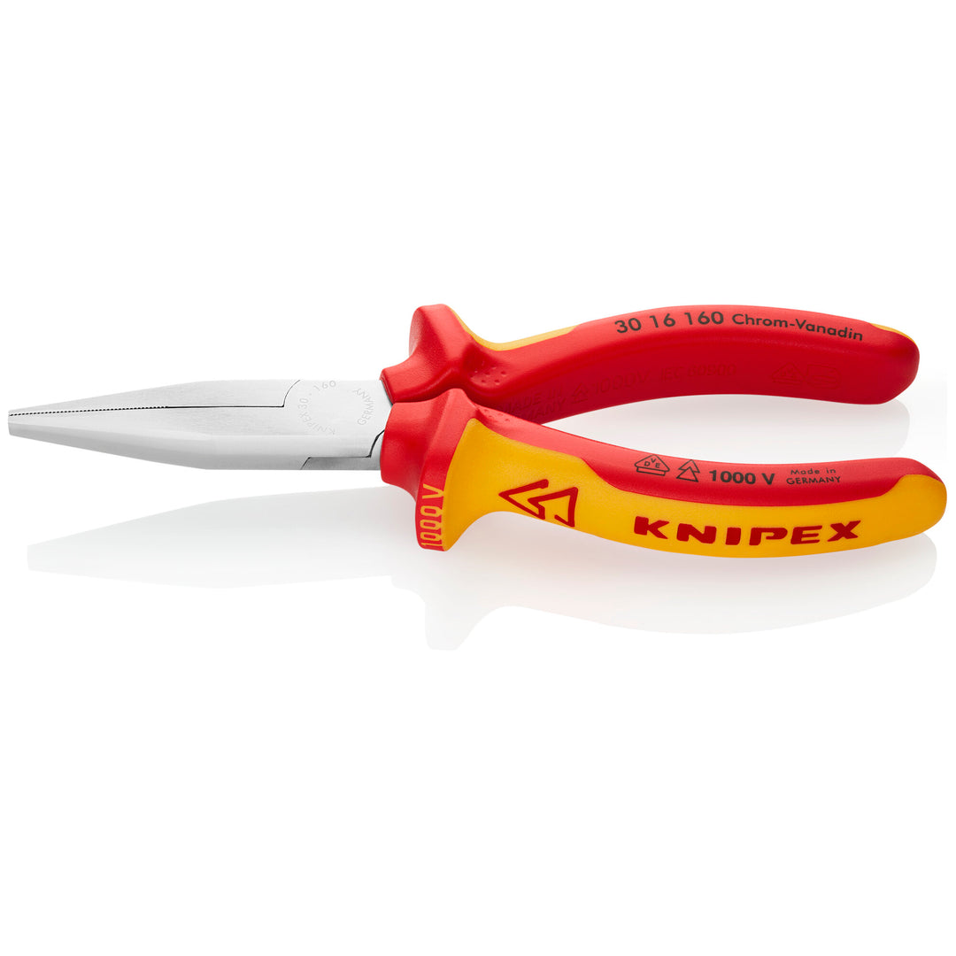 Knipex 30 16 160 6 1/4" Long Nose Pliers-Flat Tips-1000V Insulated