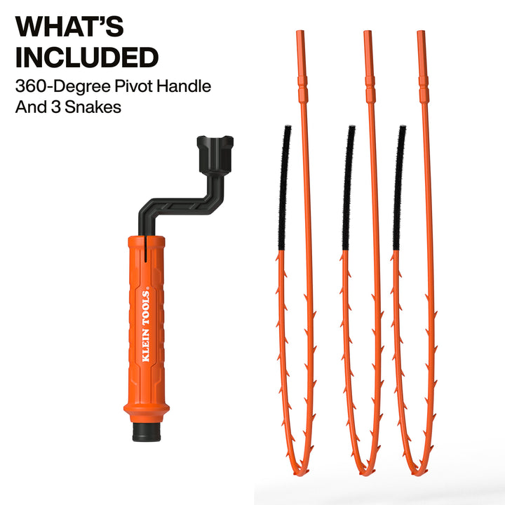 Klein Tools 53020 18-Inch Drain Snake Auger, 3-Pack