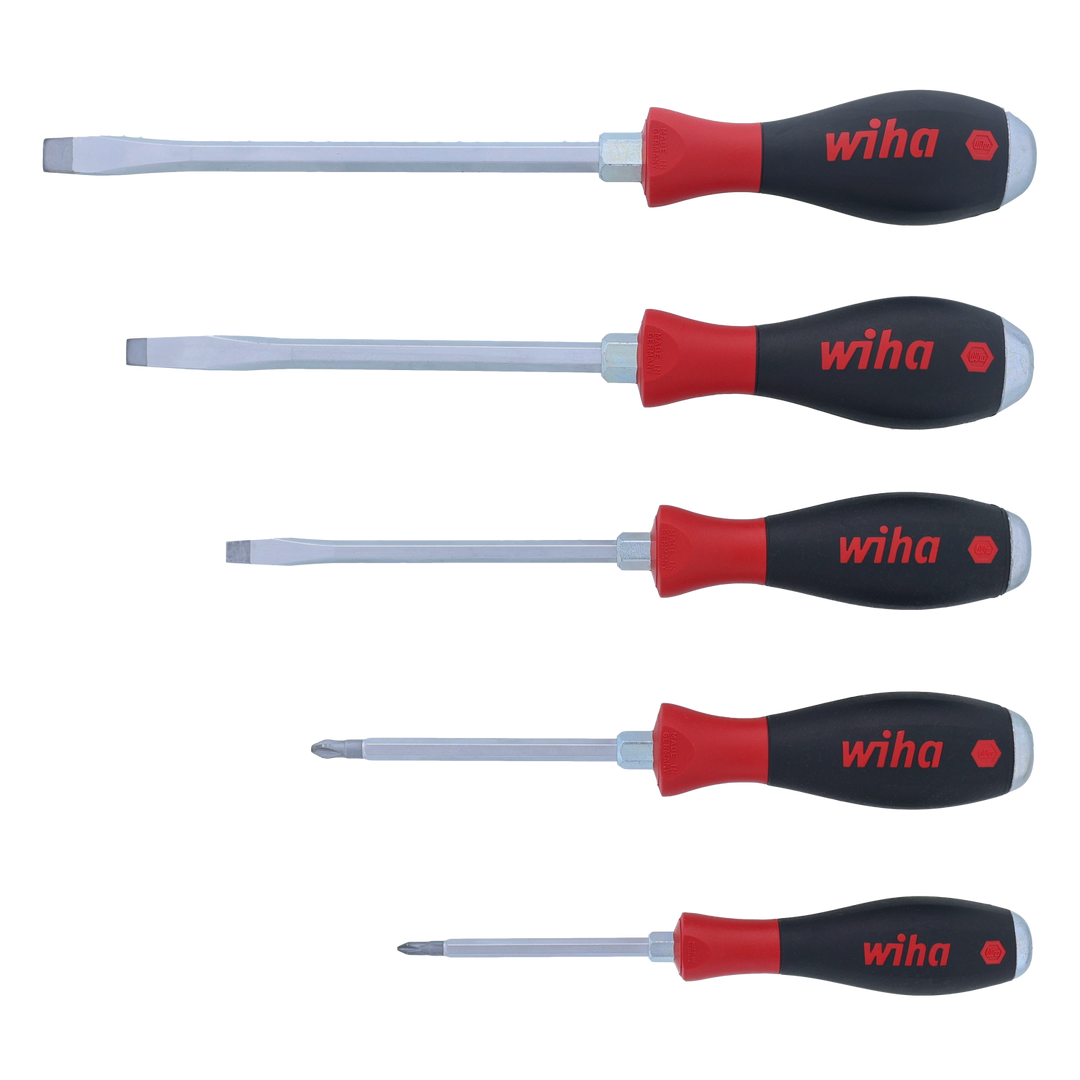 Wiha Tools 53095 SoftFinish X Heavy Duty Slotted and Phillips Screwdriver Set, 5 Pc.