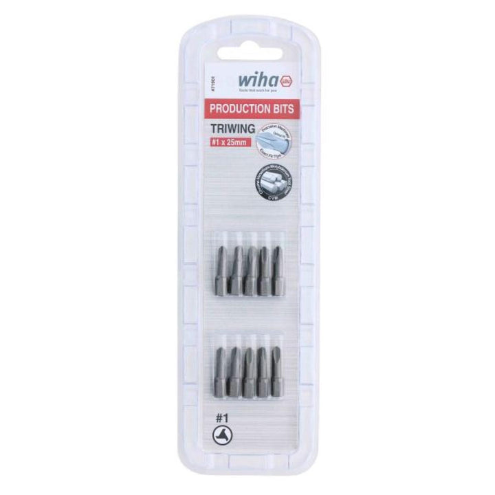 Wiha Tools 71901 Tri-Wing Insert Bit, #1 x 25 mm, 10 Pk.