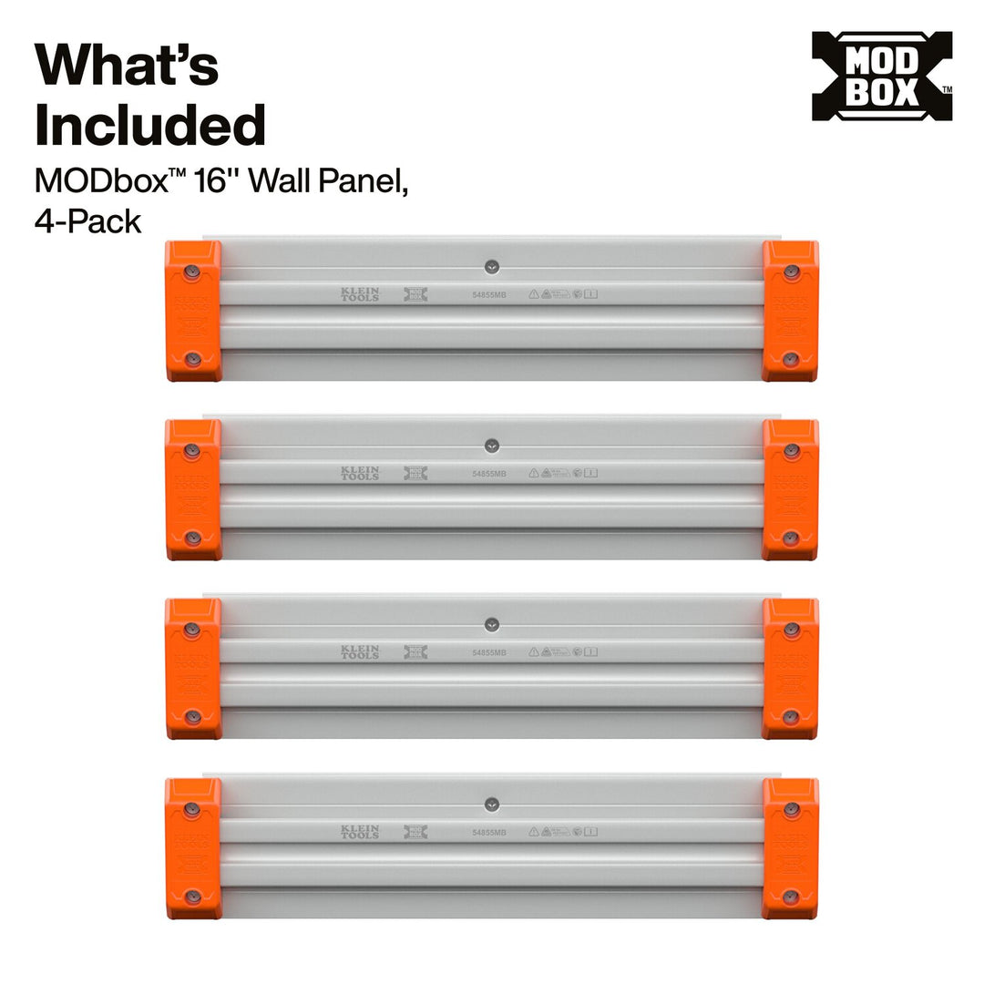 Klein Tools 54855MB MODbox Wall System, 16-Inch Panel, 4-Pack