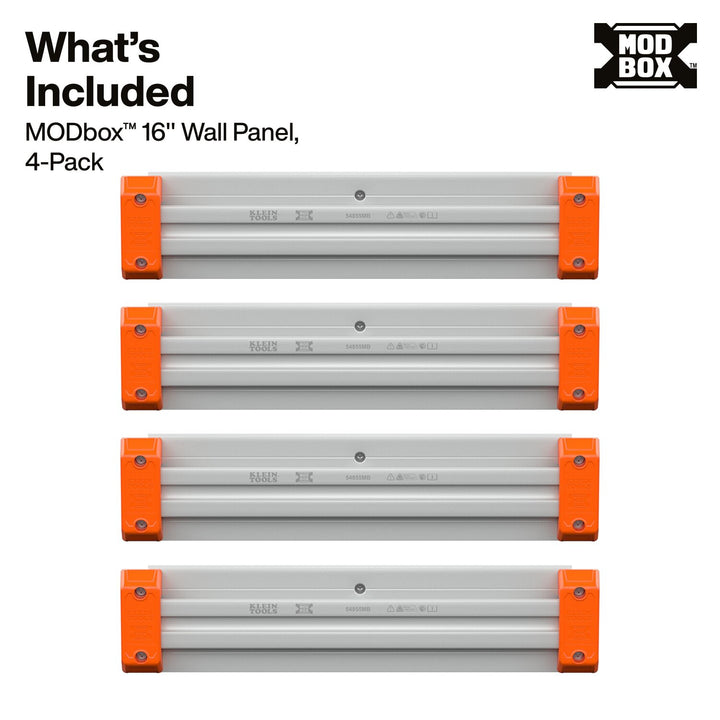 Klein Tools 54855MB MODbox Wall System, 16-Inch Panel, 4-Pack