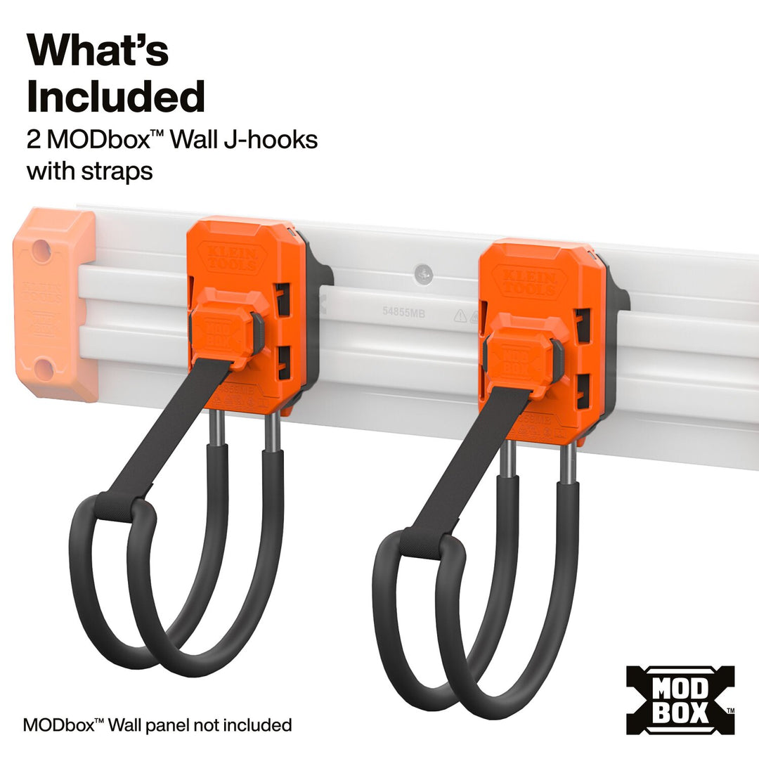 Klein Tools 54859MB MODbox Wall System, J-Hook with Strap, 2-Pack