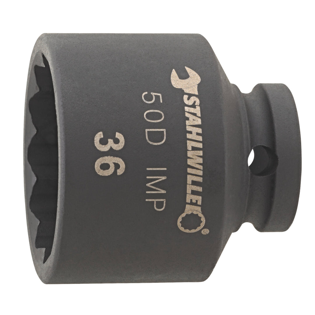 Stahlwille 23011036 50D IMP 1/2" 12-pt Impact Socket, 36 mm