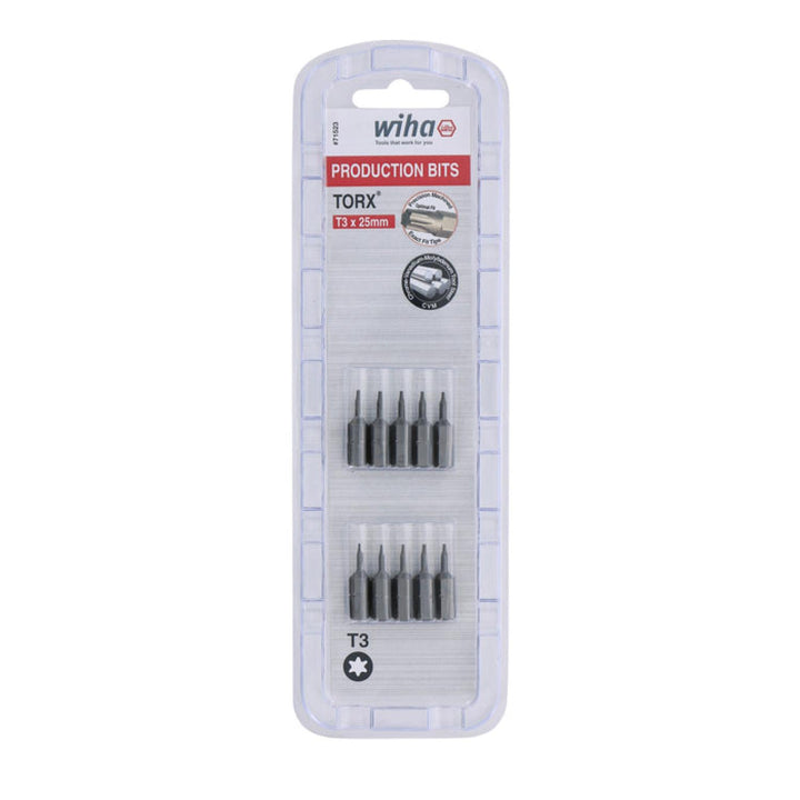 Wiha Tools 71523 T3 x 38mm TORX® Insert Bit, 10 Pack