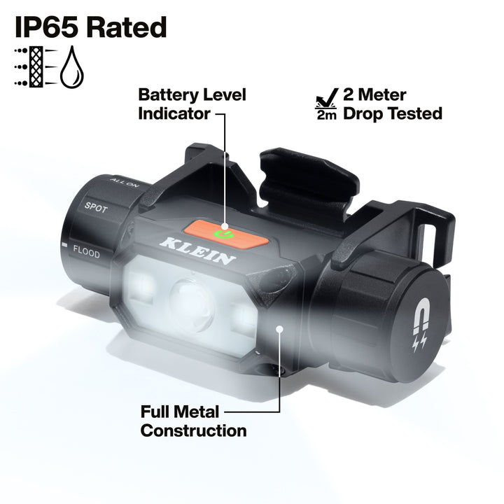 Klein Tools 56078 1000-Lumen Rechargeable Headlamp with Strap