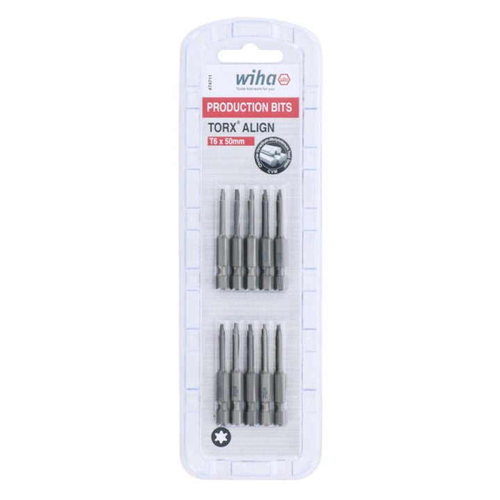 Wiha Tools 74711 TORX Align Power Bit, T6 x 50 mm, 10 Pk.