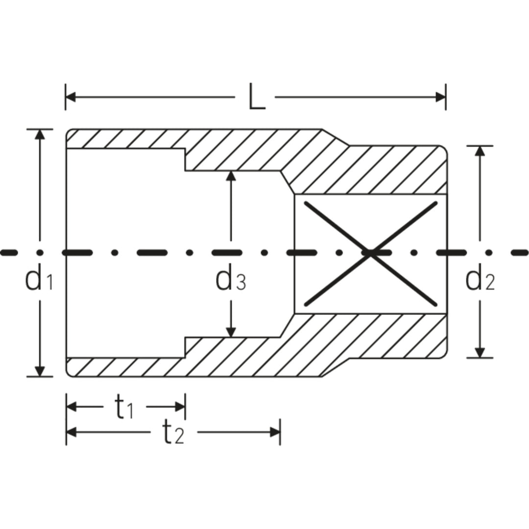 Stahlwille 02110009 456 6-pt Hex Socket, 9 mm 3/8 Inch Drive