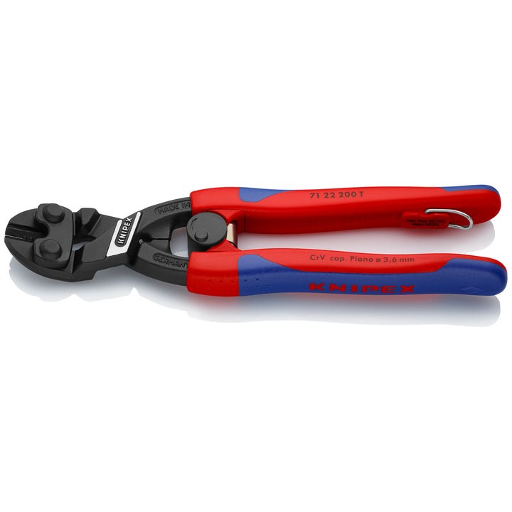 Knipex 71 22 200 T BKA 8" CoBolt® High Leverage 20° Angled Compact Bolt Cutters-Tethered Attachment