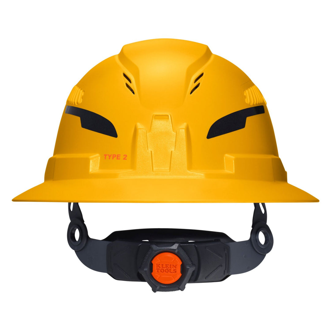 Klein Tools 60262T2 Class C Type-2 Hard Hat, Vented Full Brim with Strap, Yellow