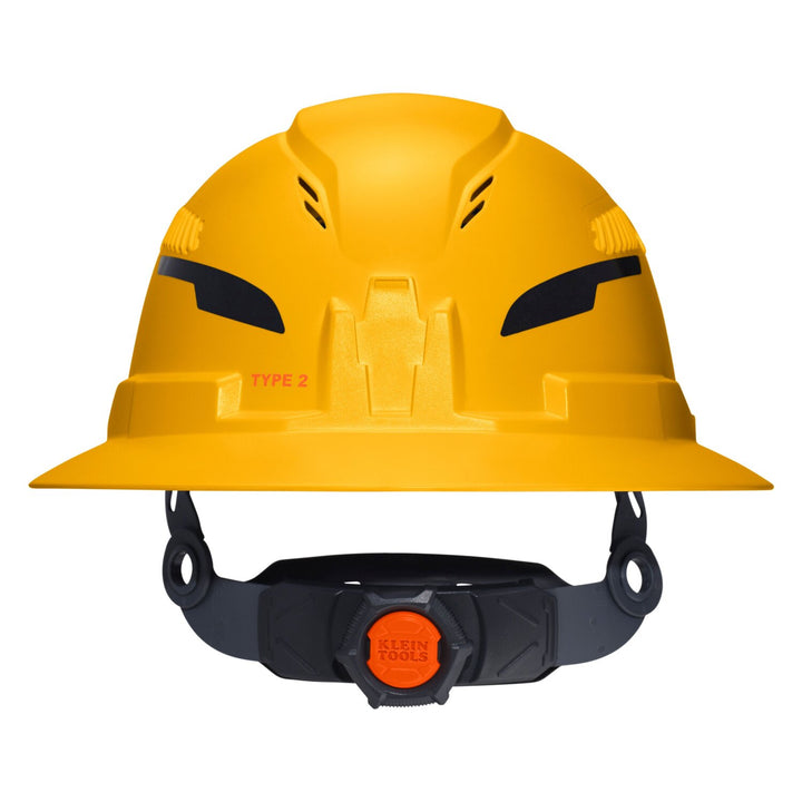 Klein Tools 60262T2 Class C Type-2 Hard Hat, Vented Full Brim with Strap, Yellow