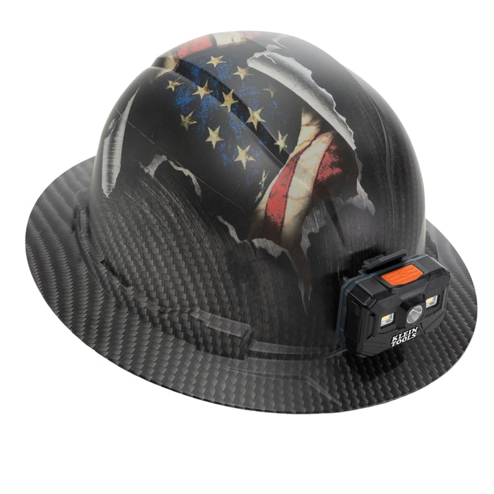 Klein Tools 60346FS Hard Hat, Freedom Series KARBN Pattern, Non-Vented Full Brim, Class E