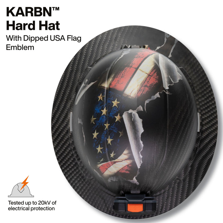 Klein Tools 60346FS Hard Hat, Freedom Series KARBN Pattern, Non-Vented Full Brim, Class E