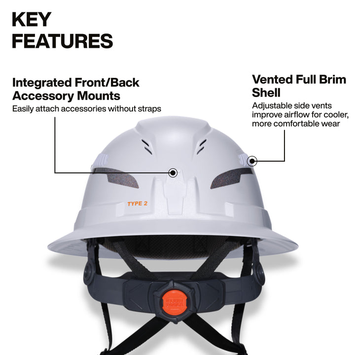 Klein Tools 60401T2CND Class C Type-2 Hard Hat, Vented Full Brim, Strap, White, CAN ONLY