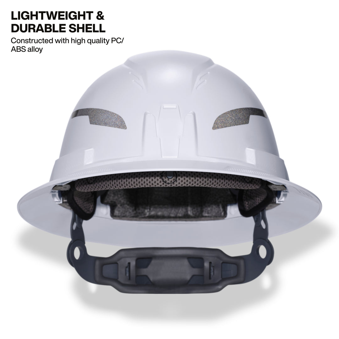 Klein Tools 60407T2RL Type-2 Hard Hat, Vented Full Brim with Rechargeable Headlamp, White