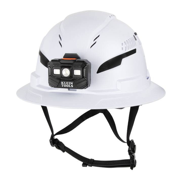 Klein Tools 60407T2RL Type-2 Hard Hat, Vented Full Brim with Rechargeable Headlamp, White