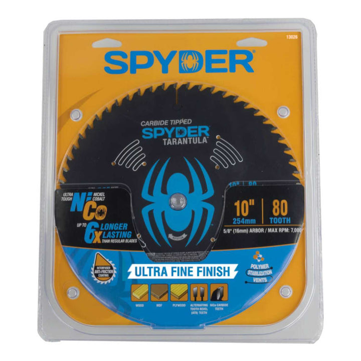Spyder 13026 10-in 80 -Tooth Fine Finish Tungsten carbide-tipped steel Miter/Table saw blade Individual