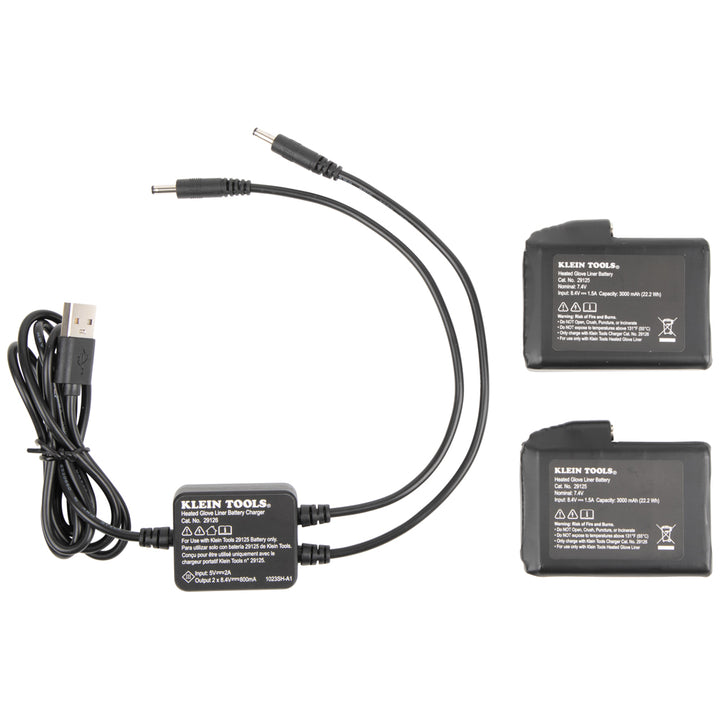 Klein Tools 60795 Rechargeable Heated Work Glove Liners with Knit Dipped Gloves, Large