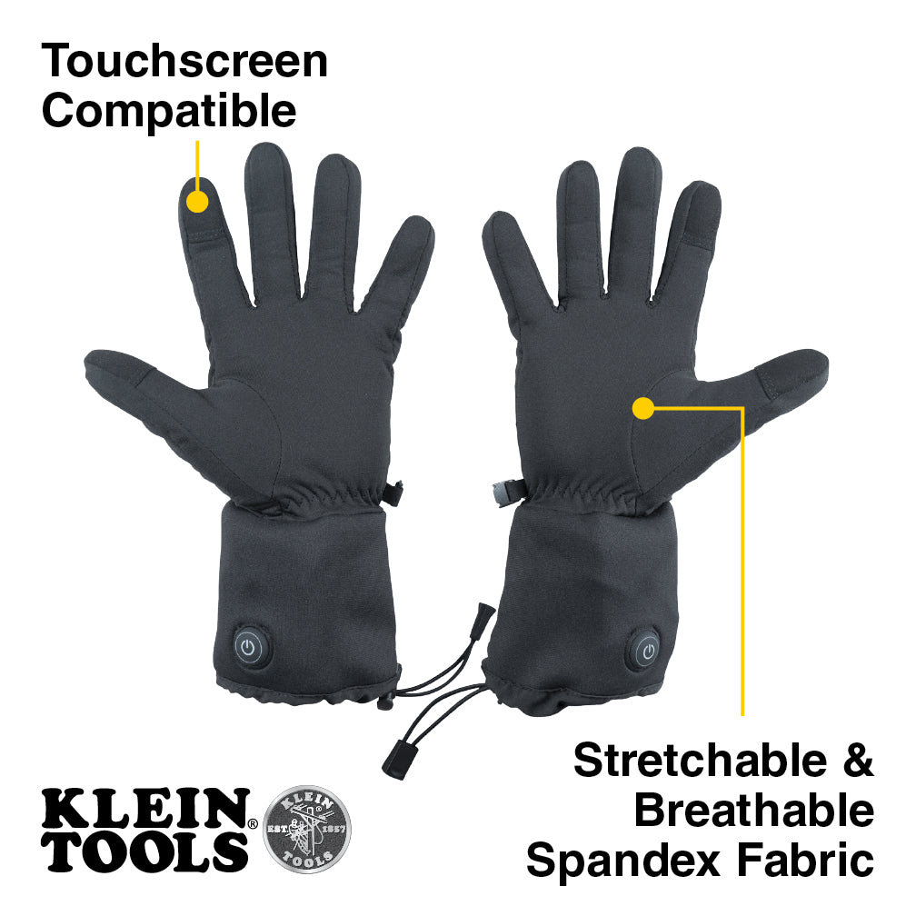 Klein Tools 60795 Rechargeable Heated Work Glove Liners with Knit Dipped Gloves, Large