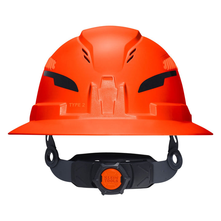 Klein Tools 60861T2 Class C Type-2 Hard Hat, Vented Full Brim with Strap, Orange