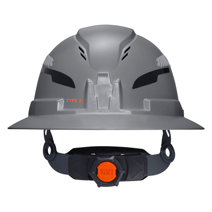 Klein Tools 60864T2 Class C Type-2 Hard Hat, Vented Full Brim with Strap, Gray
