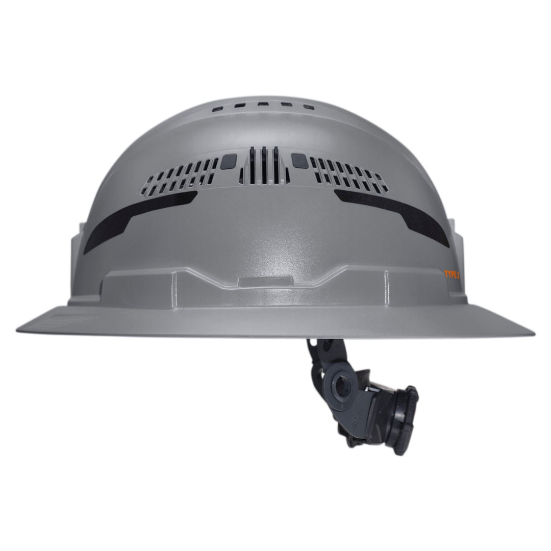 Klein Tools 60864T2 Class C Type-2 Hard Hat, Vented Full Brim with Strap, Gray