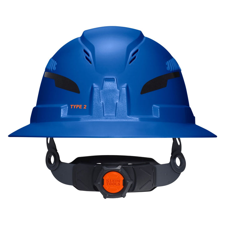 Klein Tools 60871T2 Class C Type-2 Hard Hat, Vented Full Brim with Strap, Blue