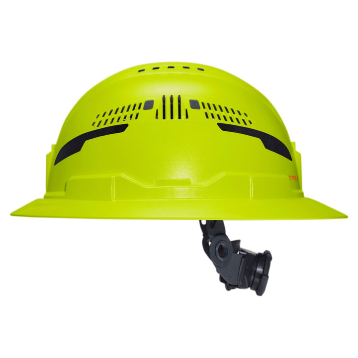 Klein Tools 60911T2 Class C Type-2 Hard Hat, Vented Full Brim with Strap, High Visibility Lime