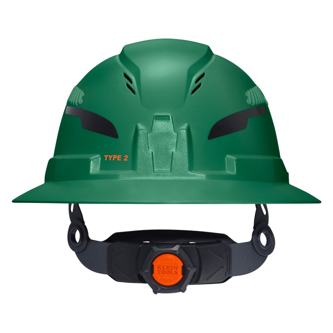 Klein Tools 60941T2 Class C Type-2 Hard Hat, Vented Full Brim with Strap, Green