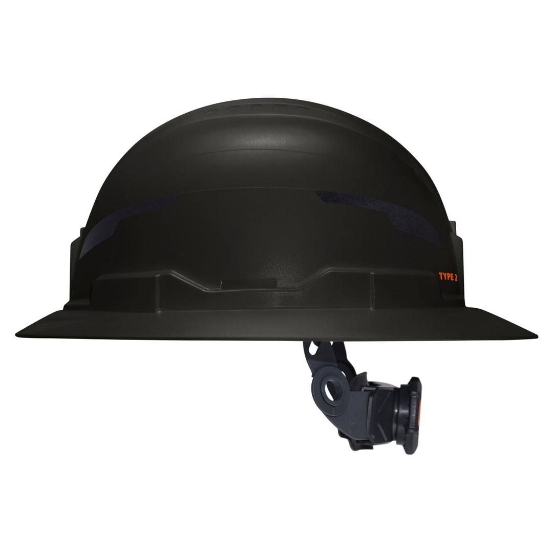 Klein Tools 60960T2 Class E Type-2 Hard Hat, Non-Vented Full Brim Style with Strap, Black