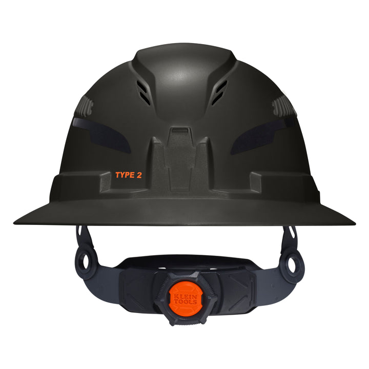 Klein Tools 60961T2 Class C Type-2 Hard Hat, Vented Full Brim with Strap, Black