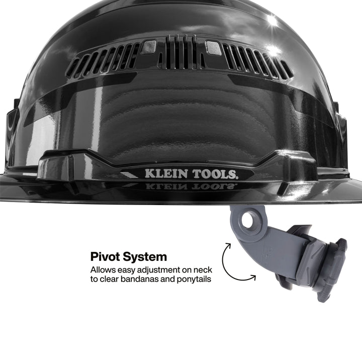 Klein Tools 60996 Hard Hat, REFLEKTOR Black Chrome, Vented Full Brim, Class C, Headlamp