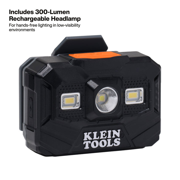 Klein Tools 60996 Hard Hat, REFLEKTOR Black Chrome, Vented Full Brim, Class C, Headlamp