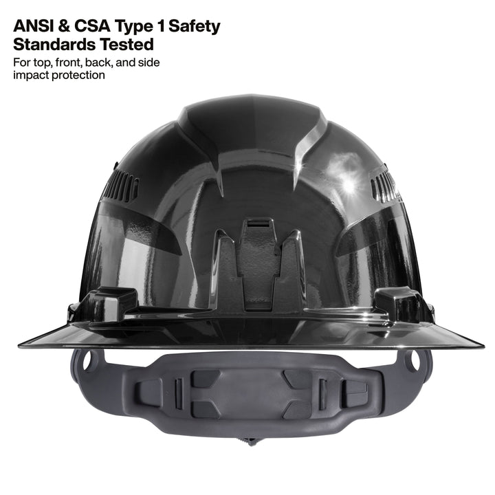 Klein Tools 60996 Hard Hat, REFLEKTOR Black Chrome, Vented Full Brim, Class C, Headlamp