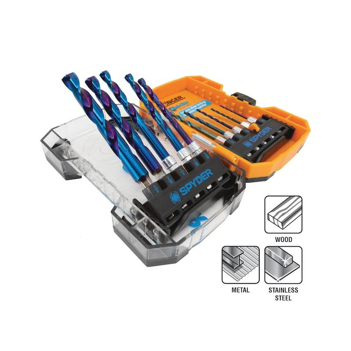 Spyder 19017 Stinger Mach-Blue Hex Shank Drill Bit Set 10Pc.