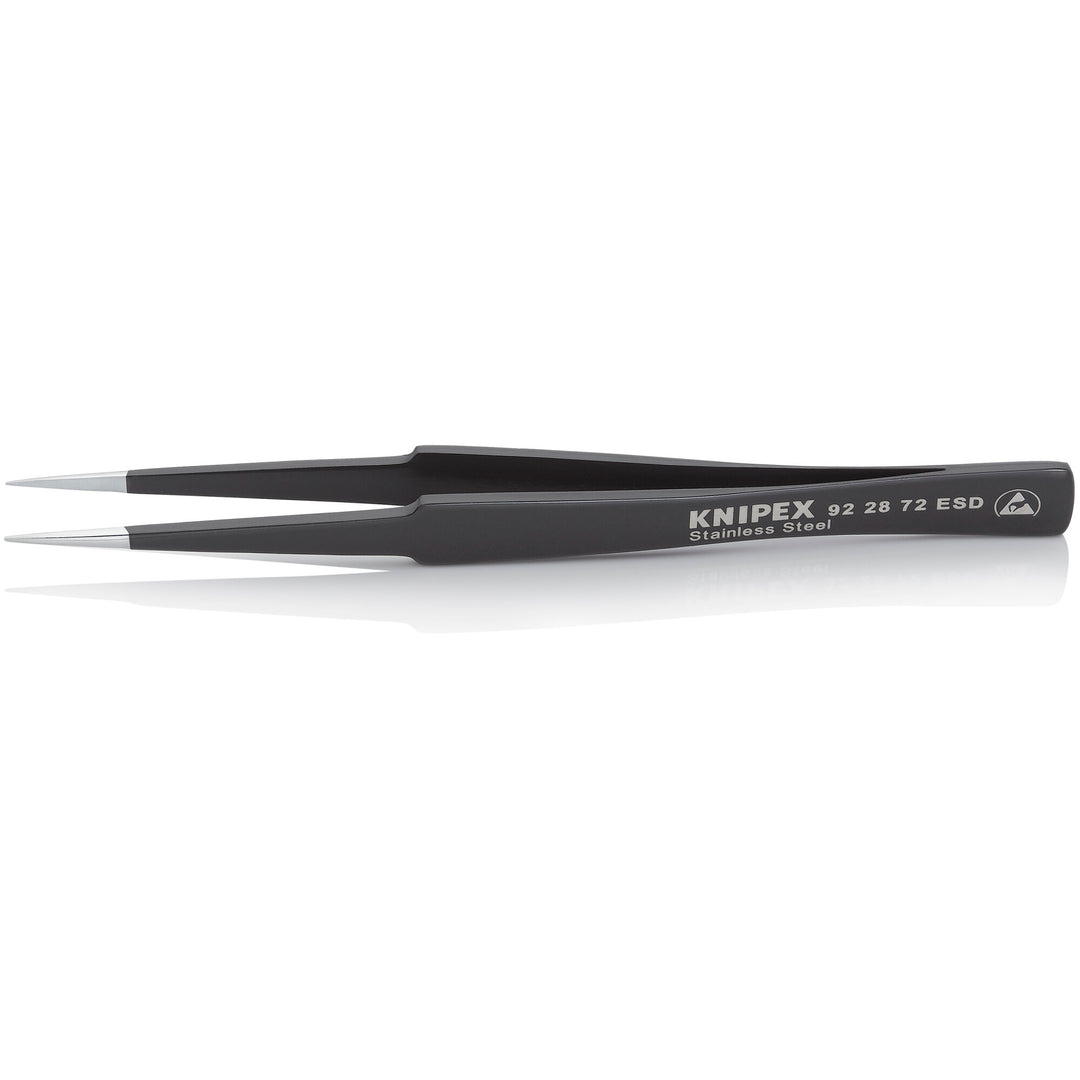 Knipex 92 28 72 ESD 5 1/4" Stainless Steel Gripping Tweezers-Pointed Tips-ESD