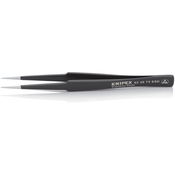Knipex 92 28 72 ESD 5 1/4" Stainless Steel Gripping Tweezers-Pointed Tips-ESD