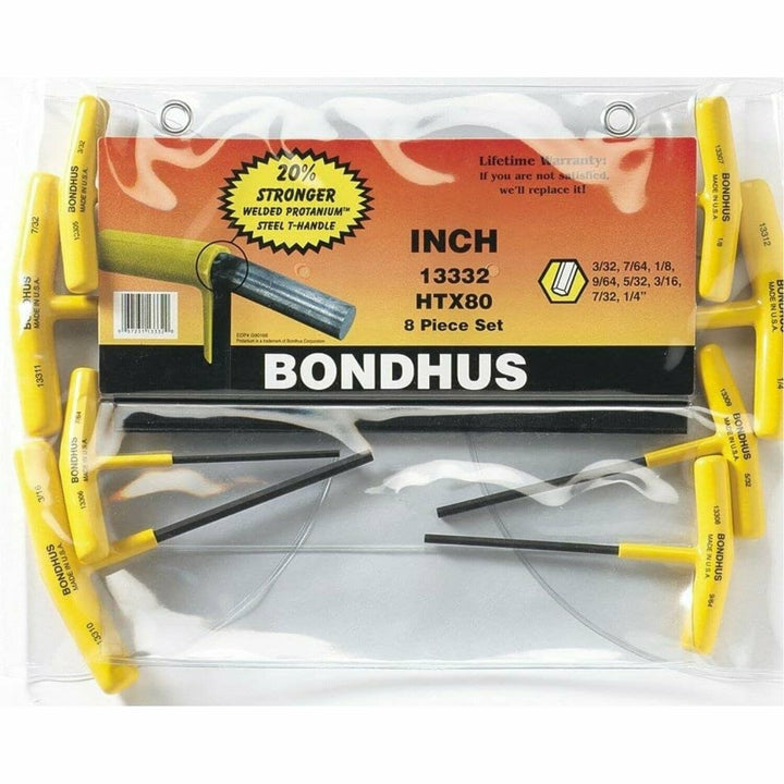 Bondhus 13338 Set 10 Graduated Length Hex T-Handles 3/32 - 3/8 Inch