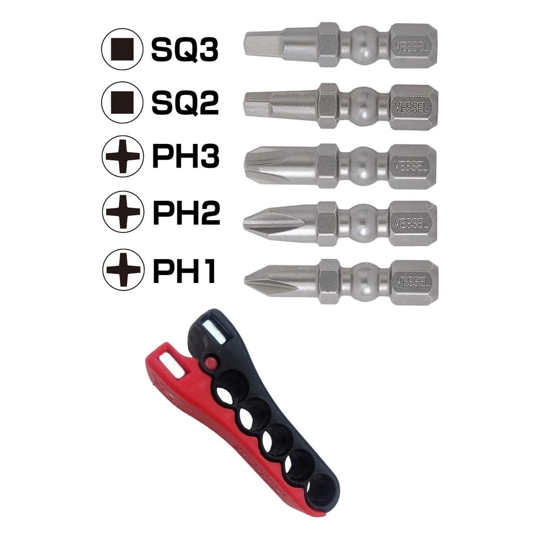 Vessel Tools IBMG30K001 Impact Ball Torsion Bits Assortment with Magnetic Charging Holder