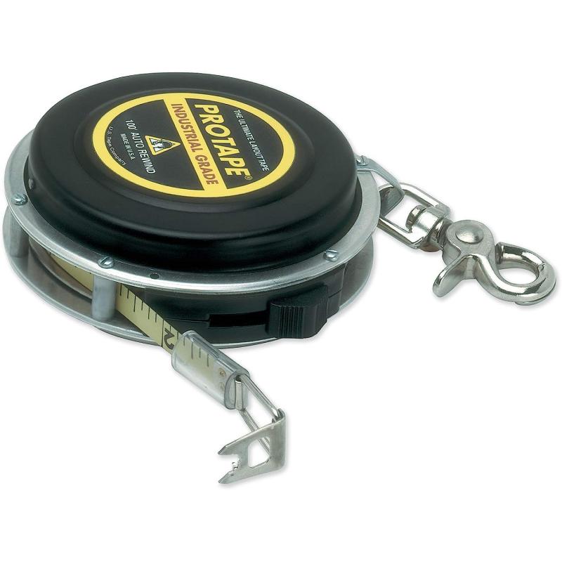 US Tape 47122 Protape Auto-Rewind Open Reel 3/8" x 100'; Black Aluminum Case; 10ths and Dia.