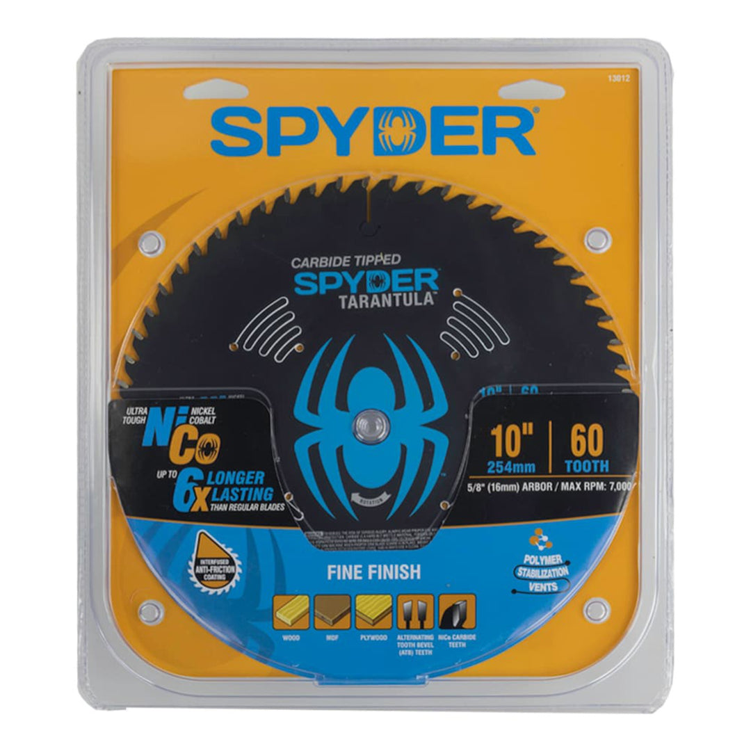 Spyder 13012 Fine Finish 10-in 60 -Tooth Fine Finish Tungsten carbide-tipped steel Miter/Table saw blade Individual