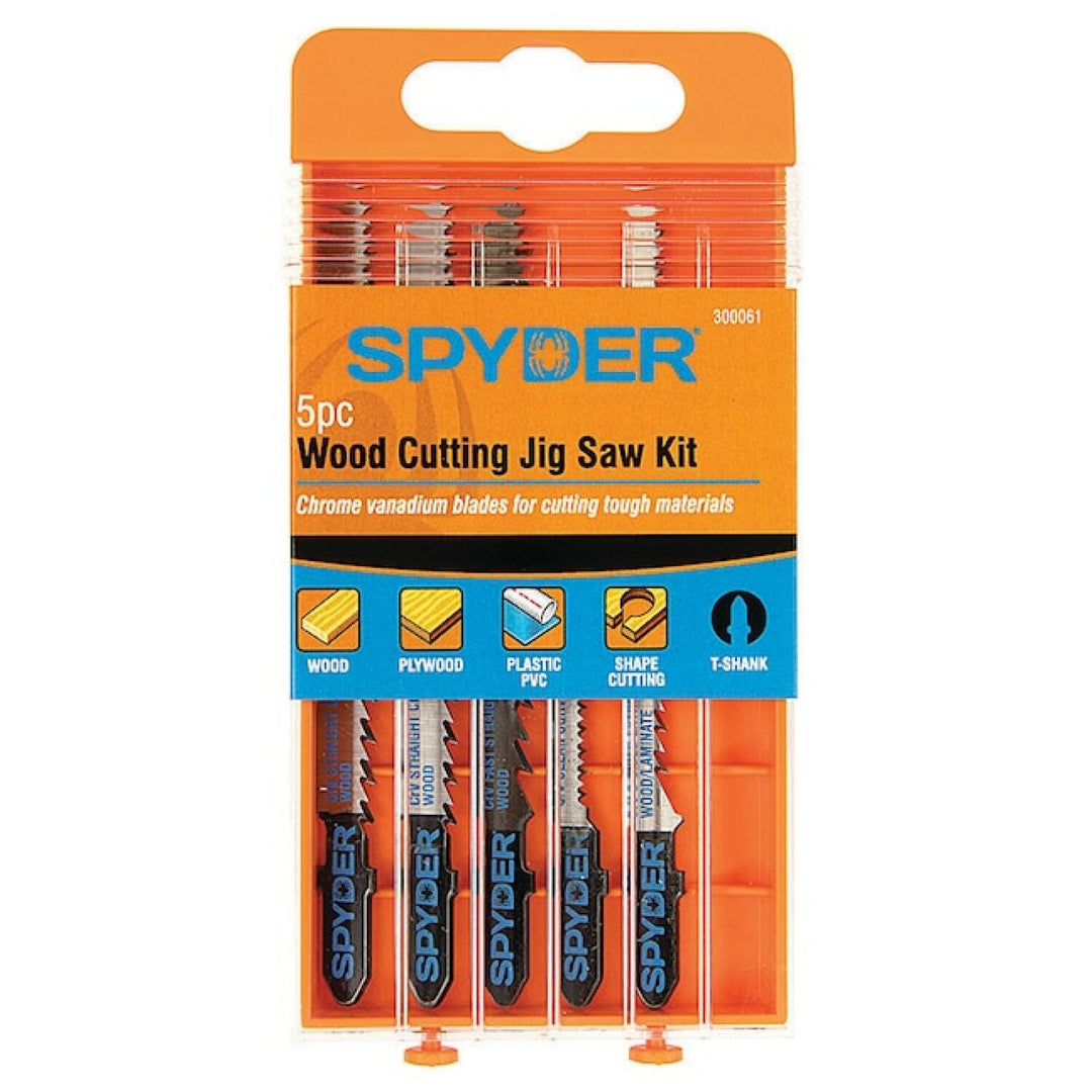 Spyder 300061 Spyder Set T-shank Chrome/Vanadium Jigsaw Blade Set ( 5 -Pack )